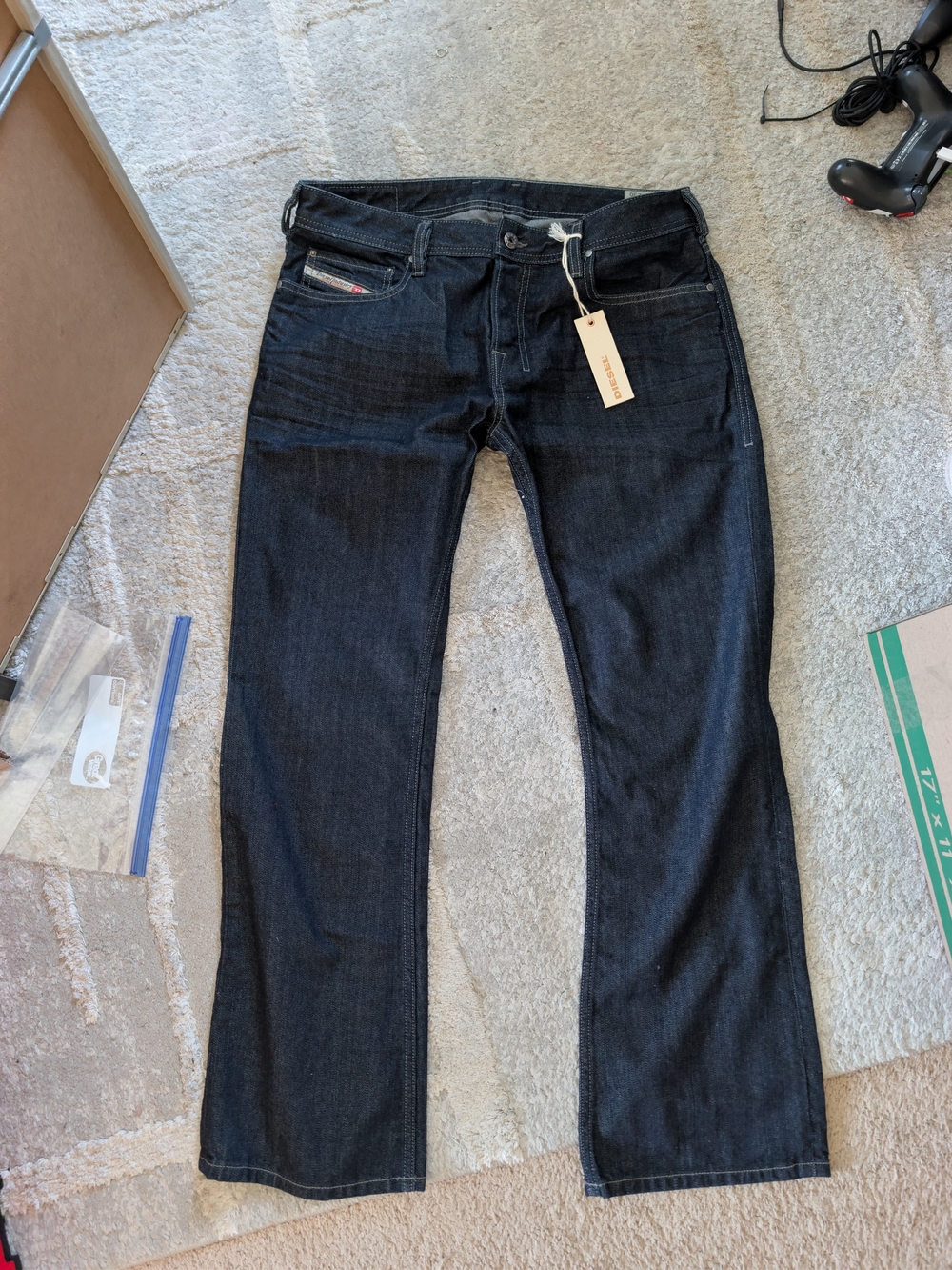 Diesel Men's Dark Indigo Regular Bootcut Jeans
